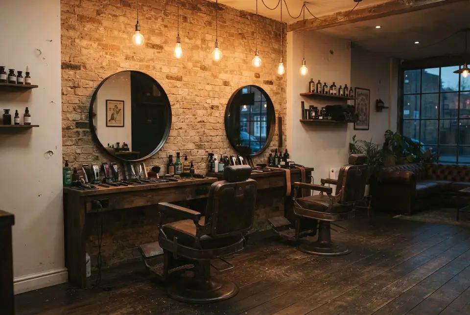 Barber chairs and mirrors in a barber shop